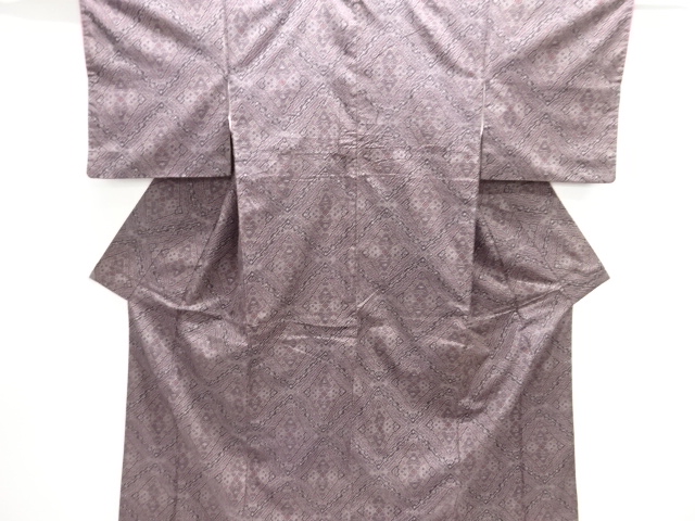 JAPANESE KIMONO / ANTIQUE KIMONO / SILK / TOKAMACHI TSUMUGI / WOVEN GEOMETRIC PATTERN